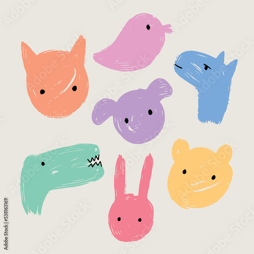 Cute animals hand drawing vector 