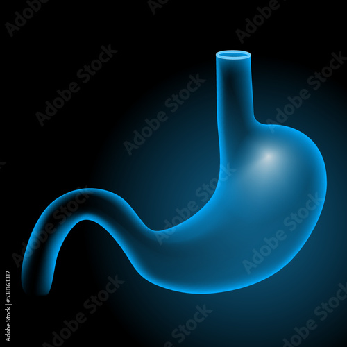 blue stomach on dark background.