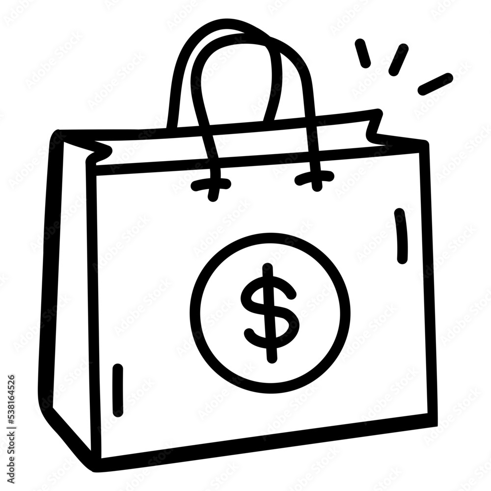 A customizable doodle icon of shopping bag A customizable doodle icon of shopping bag