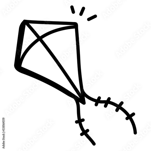 Trendy hand drawn icon of kite 