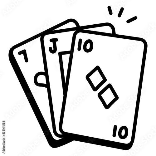 Easy to use doodle icon of playing cards 