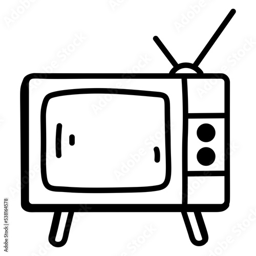A scalable hand drawn icon of tv  