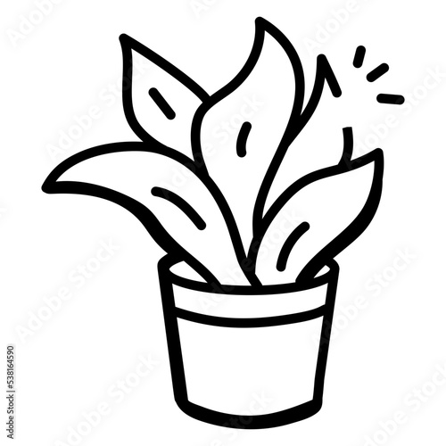 A well-designed doodle icon of houseplant 
