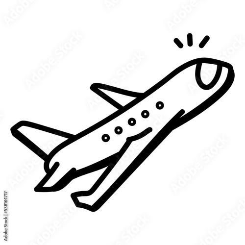 An appealing doodle icon of airplane 