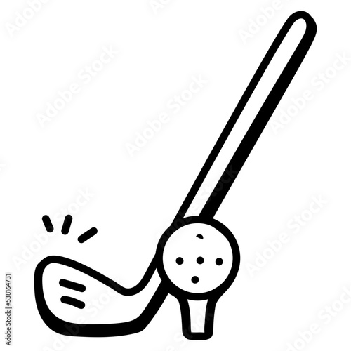 Modern handcrafted doodle icon of golf 