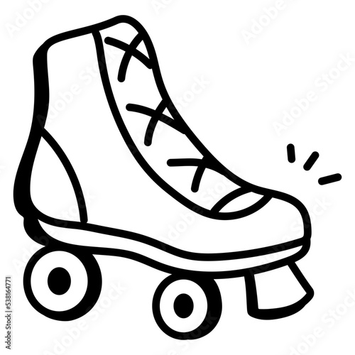 An editable hand drawn icon of skating shoe 
