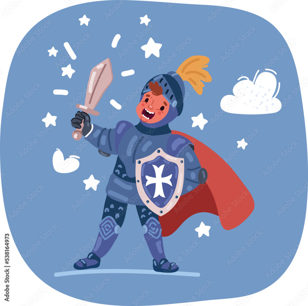 Vector illustration o knight boy holding sword and shield Vector illustration o knight boy holding sword and shield