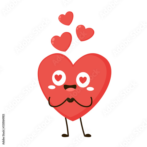 Red cute heart character. Romantic flat style Valentine's Day illustrations to express feelings of love.