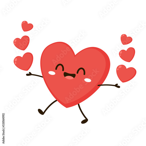Red cute heart character. Romantic flat style Valentine's Day illustrations to express feelings of love.
