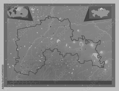 North Kazakhstan, Kazakhstan. Grayscale. Major cities photo