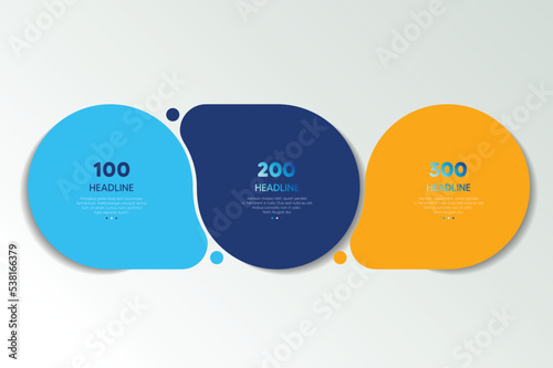 Circle first, second and third diagram, scheme, chart. 3 template for presentation. 3 steps options, elements, ingographic.