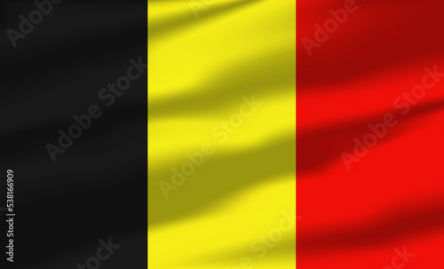 Vector Belgium Flag Waving Realistic Flowing Flags