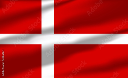 Vector Denmark Flag Waving Realistic Flowing Flags