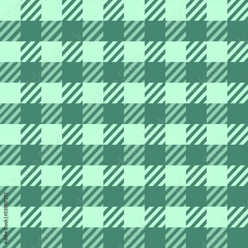 Gingham plaid green seamless pattern with green background