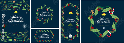 Set of banner illustration christmas day card templates