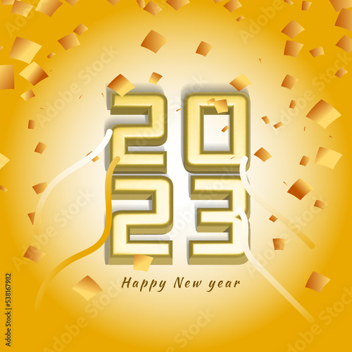 Vector illustration gold banner happy new year 2023