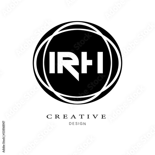 IRH Letter .IRH Letter Logo Design .Creative circle Design on Black background .IRH photo