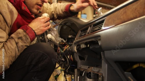 Wallpaper Mural car interior wiring repair, car dashboard repair, speedometer replacement and heater radiator replacement. Torontodigital.ca