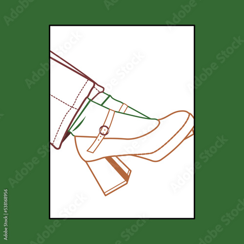 stylish massive heels on a green background