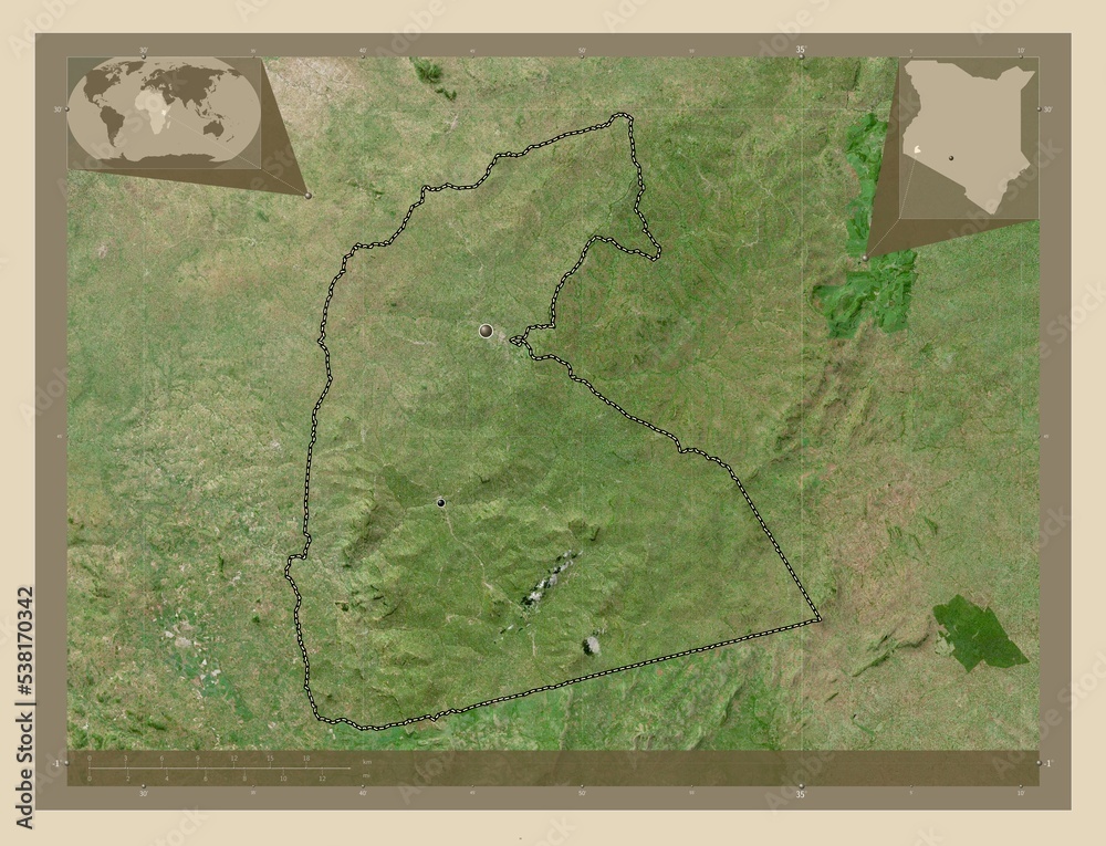 Fototapeta premium Kisii, Kenya. High-res satellite. Major cities