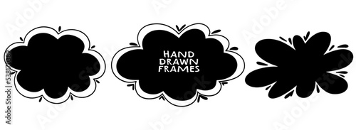 Collection of hand drawn vector cute cloud shaped frames.