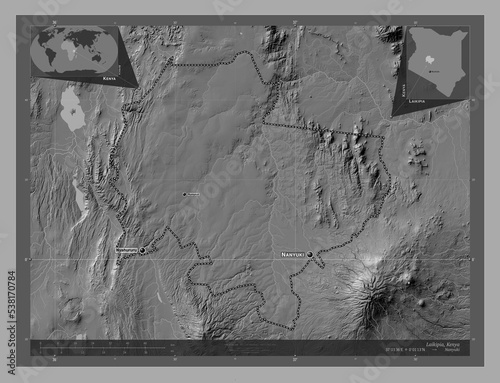 Laikipia, Kenya. Bilevel. Labelled points of cities photo