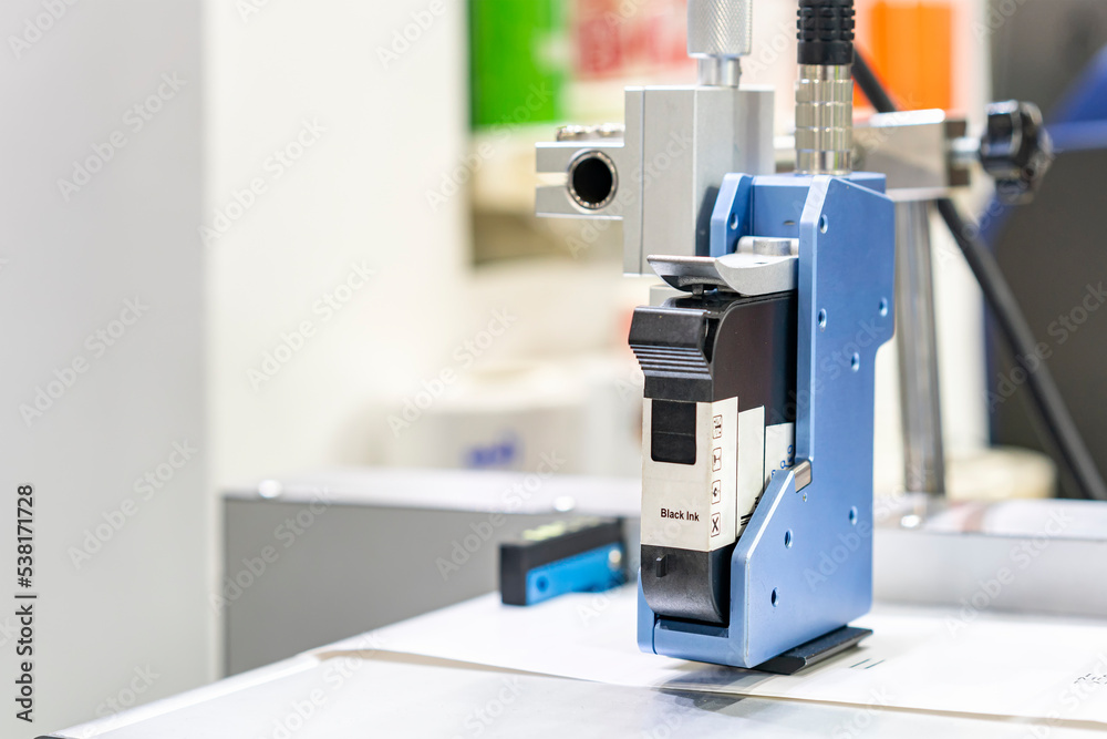 Photography Inkjet print head component of continuous label or graphics printer machine for