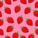 Strawberry seamless pattern in flat style