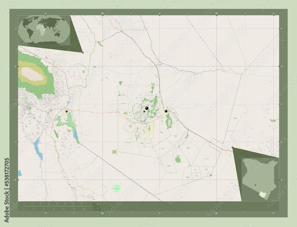 Fototapeta premium Taita Taveta, Kenya. OSM. Major cities