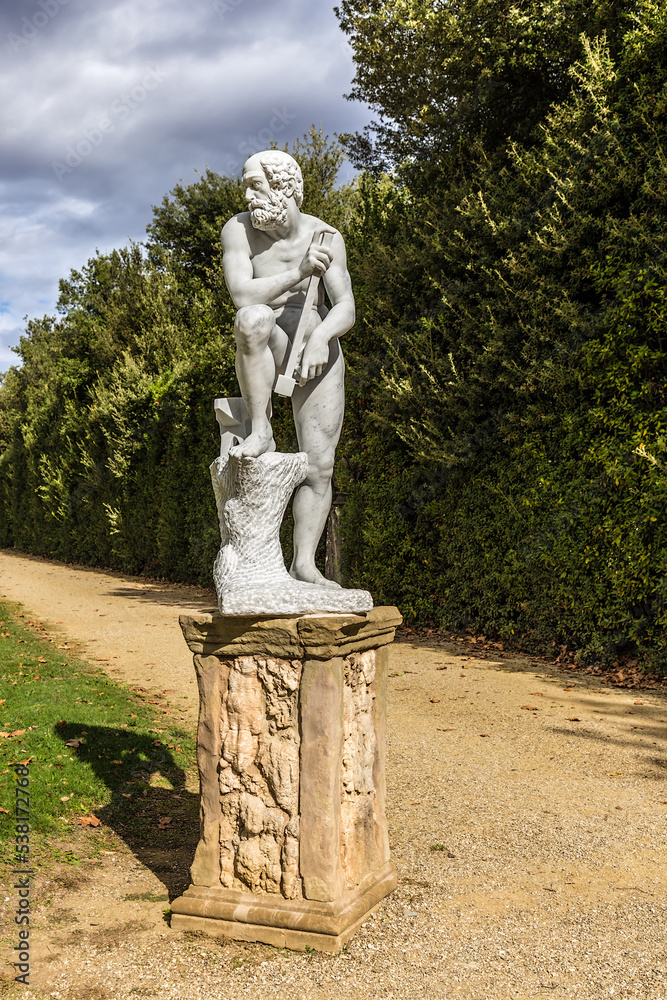 Florence, Italy. Marble sculpture in the Boboli Gardens (UNESCO)