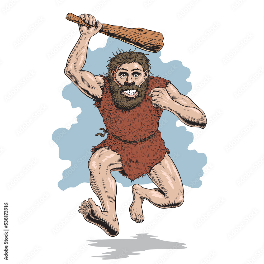 Photo & Art Print Neanderthal man, caveman or cro-magnon running