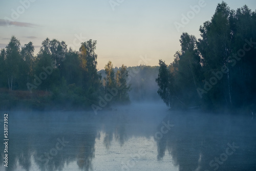 summer misty morning on the river