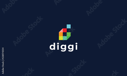 Letter d creative modern pixel logo