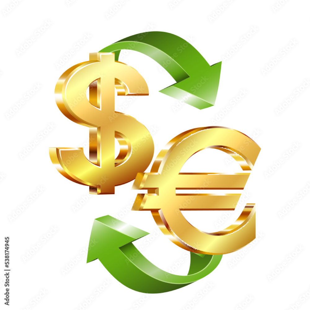 Euro and dollar currency sign exchange. Money conversion. Euro and dollar currency sign exchange. Money conversion.