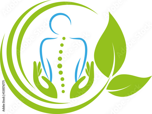 Person, Mensch und Hände, Massage, Orthopädie und Chiropraktiker Logo