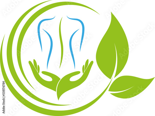 Person, Mensch und Hände, Massage, Orthopädie und Chiropraktiker Logo