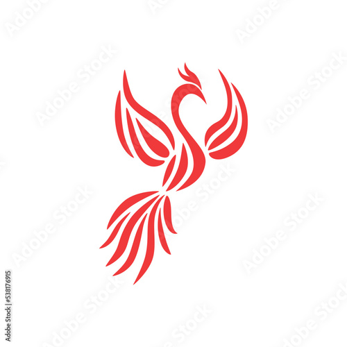 Flying Phoenix Fire Bird abstract Logo design vector template.