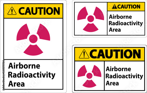 Caution Airborne Radioactivity Area Symbol Sign On White Background