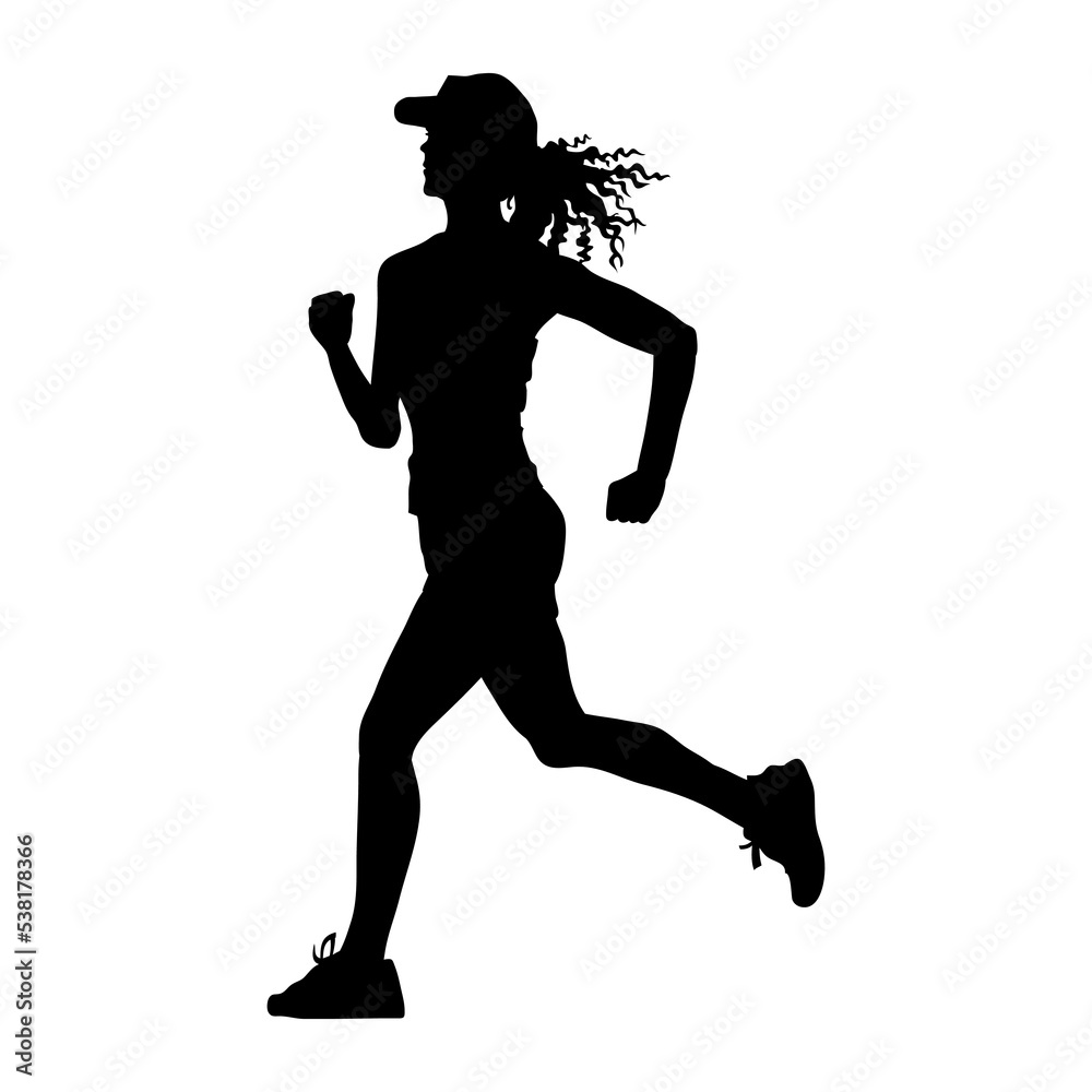 silhouette of a young running girl