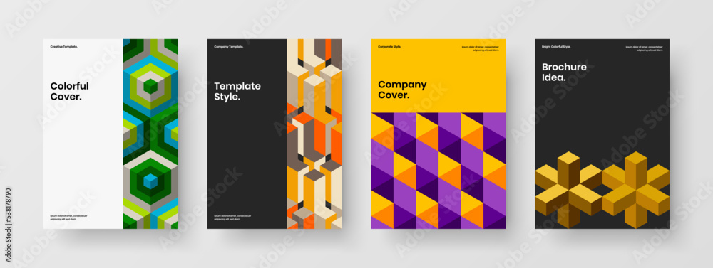 Naklejka premium Original mosaic tiles corporate identity template collection. Bright flyer design vector layout composition.