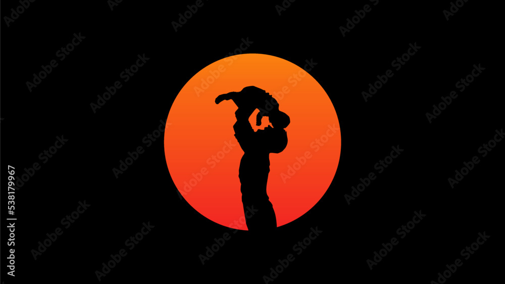father and son silhouette for fathers day background stock vector father and son silhouette for fathers day background stock vector