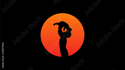 father and son silhouette for fathers day background stock vector