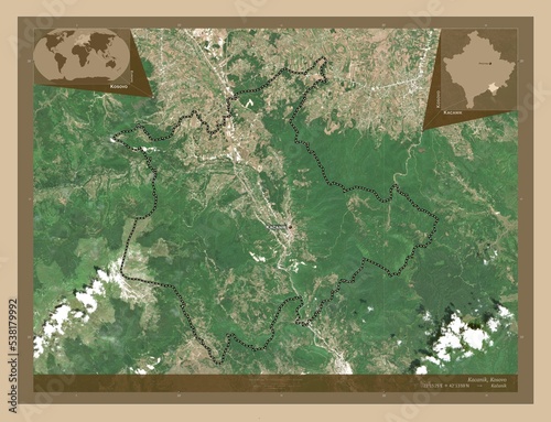 Kacanik, Kosovo. Low-res satellite. Labelled points of cities photo