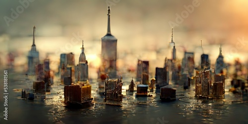 Miniature architectural mock-up futuristic city props, beautiful design for the world of tomorrow