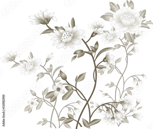 PNG frame of flowers. Vintage floral elements botanical illustration for a wedding card.