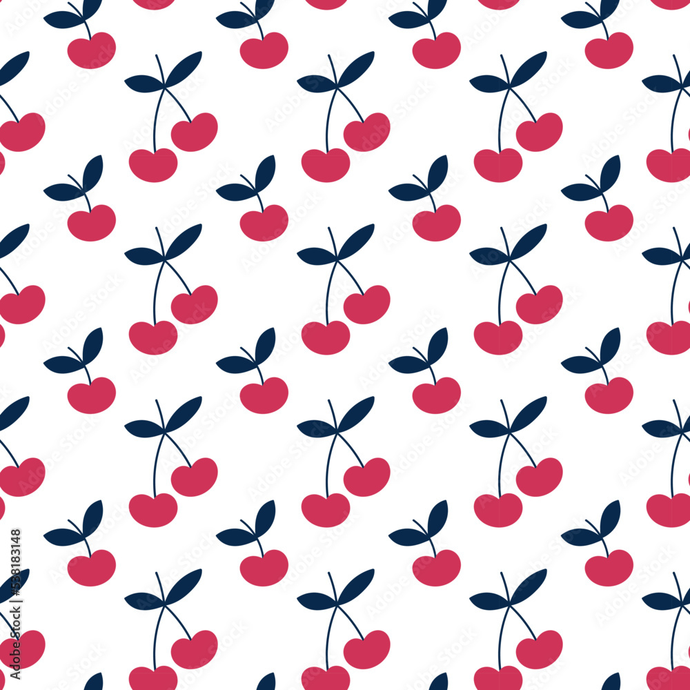 ]Cartoon cherry pattern on white background