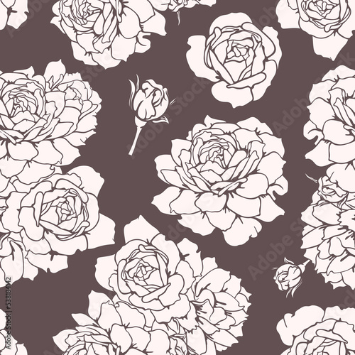 gentle seamless pattern with rose flowers in pastel colors. vector illustration, design for wallpaper, gift wrapping, print for textiles