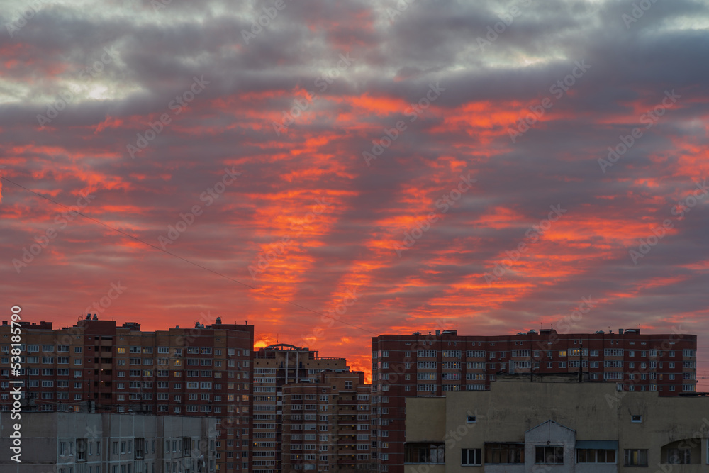 Fototapeta premium Autumn sunset in the city. Balashikha, Russia