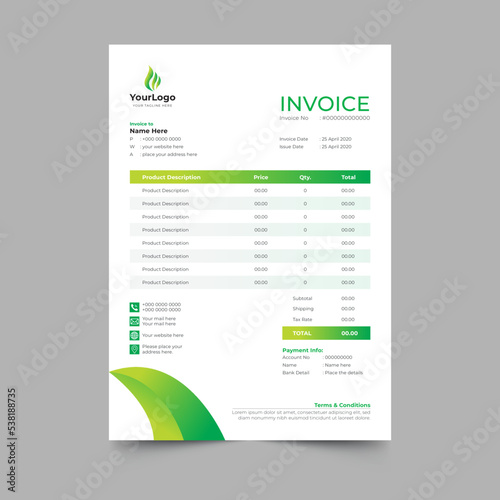 Modern minimal business invoice template design