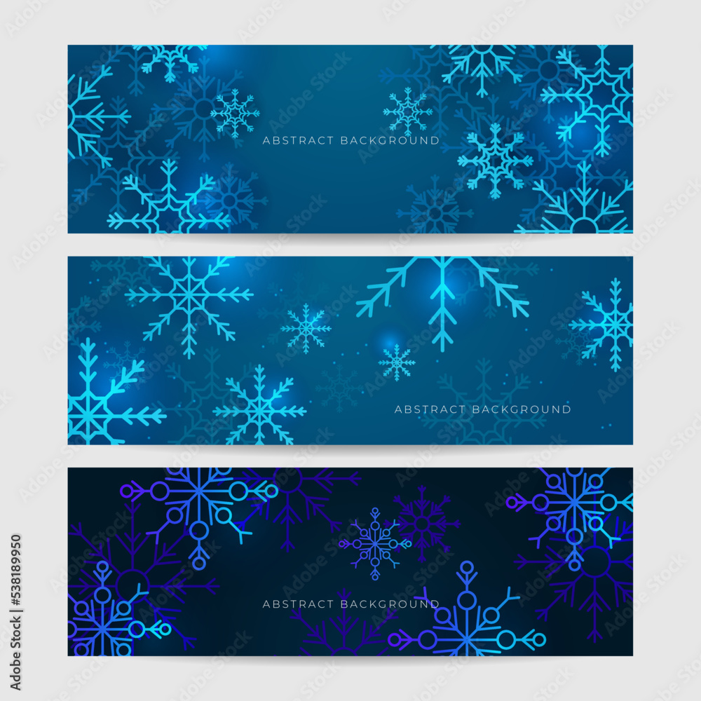 Christmas blue background with snow and snowflake